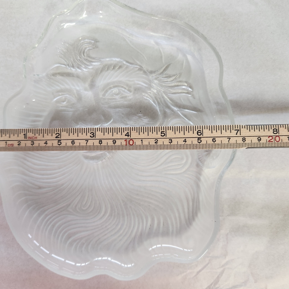 Vintage Clear Frosted Glass Santa Decorative Plate - Picture 2 of 5